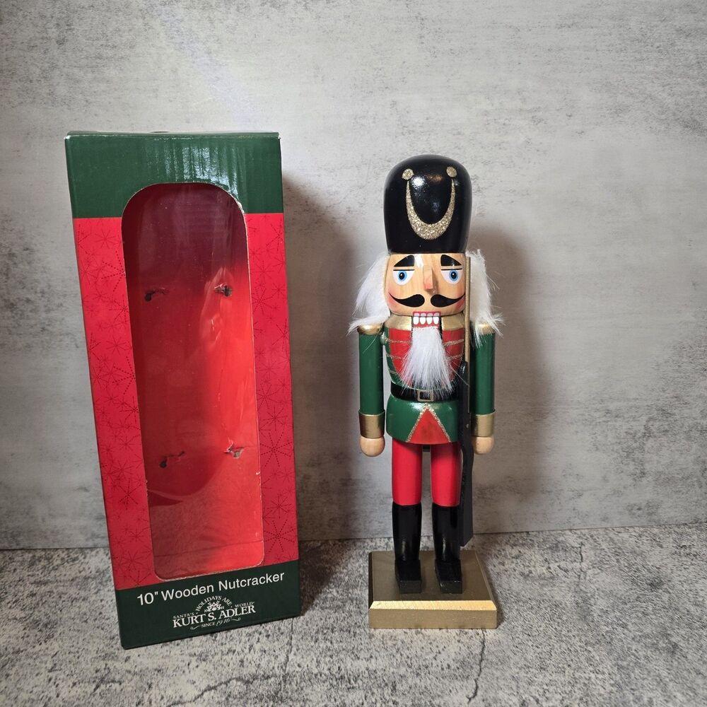 Vintage Kurt Adler 10” Christmas Nutcracker Old World Wooden Hand Crafted w/ Box